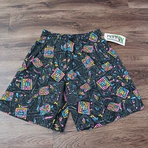 Vintage 90s Pacific Bay Neon Tribal Shorts Mens XS Large Gray Cotton Made in USA